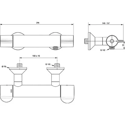 Ideal Standard Brausethermostat Ceraplus Safe Aufputz Chrom 7 Ideal Standard Brausethermostat Ceraplus Safe Aufputz Chrom – Bild 5