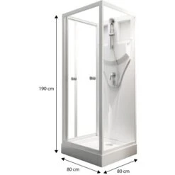 Schulte Komplettduschkabine Juist Mit Schiebetür Weiß 190x80x80 Cm -Badezimmer Zu Hause 32020 2053 4060991009730 1 4