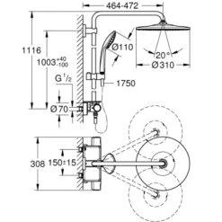 Grohe QuickFix Duschsystem Vitalio 310 Mit Thermostatbatterie Für Die Wandmont. -Badezimmer Zu Hause 4005176647659 26401001 8