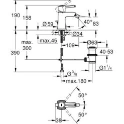 Grohe Einhand-Bidet Batterie Grandera 12,5 Mm (1/2") -Badezimmer Zu Hause 4005176930652 4520 3