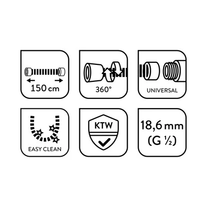 Baliv Brauseschlauch BSL-150.50 Für Handbrausen 150 Cm Silber 4 Baliv Brauseschlauch BSL-150.50 Für Handbrausen 150 Cm Silber – Bild 2
