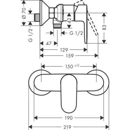 Hansgrohe Einhebel-Brausemischer Vernis Blend Aufputz Chrom 4 Hansgrohe Einhebel-Brausemischer Vernis Blend Aufputz Chrom – Bild 2