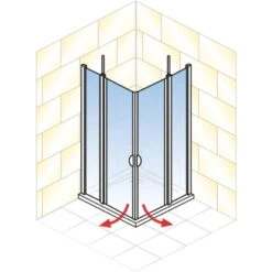 Schulte Eckeinstieg 4-teilig Sunny Alu-Natur Echtglas Klar Hell 180 Cm X 90 Cm -Badezimmer Zu Hause 4060991013829 2053 AI 01