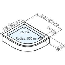 Schulte ExpressPlus Duschwanne Rund Flach Sanitäracryl Asym. Vers. Links 90x100 -Badezimmer Zu Hause 4060991056598 2053 2 1
