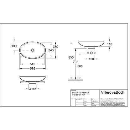 Villeroy & Boch Loop & Friends Aufsatzwaschbecken 58,5 Cm Pergamon Mit ÜL CPlus 4 Villeroy & Boch Loop & Friends Aufsatzwaschbecken 58,5 Cm Pergamon Mit ÜL CPlus – Bild 2