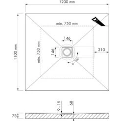 ESS Easy Drain Duschboard Aqua Brillant 120 X 110 Cm Komplettset -Badezimmer Zu Hause 4855755 1709 tz