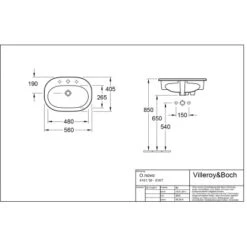 Villeroy & Boch Einbauwaschbecken O.Novo 56 Cm Weiß Mit Hahnloch Mit Überlauf -Badezimmer Zu Hause 501911 4123 vbtz 416156 5 1