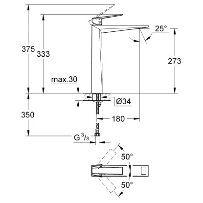 Grohe Einhand-Waschtischbatterie Allure Brilliant XL-Size 4 Grohe Einhand-Waschtischbatterie Allure Brilliant XL-Size – Bild 2