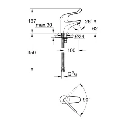 Grohe Einhand-Sicherheitsmisch- Waschtischbatterie Euroeco Special Glatt Chrom 5 Grohe Einhand-Sicherheitsmisch- Waschtischbatterie Euroeco Special Glatt Chrom – Bild 3
