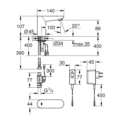 Grohe Infrarot-Elektronik Für Waschtisch Euroeco CE Ohne Mischung Chrom 4 Grohe Infrarot-Elektronik Für Waschtisch Euroeco CE Ohne Mischung Chrom – Bild 2