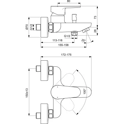 Ideal Standard Badearmatur Cerafine O Aufputz Chrom 9 Ideal Standard Badearmatur Cerafine O Aufputz Chrom – Bild 7