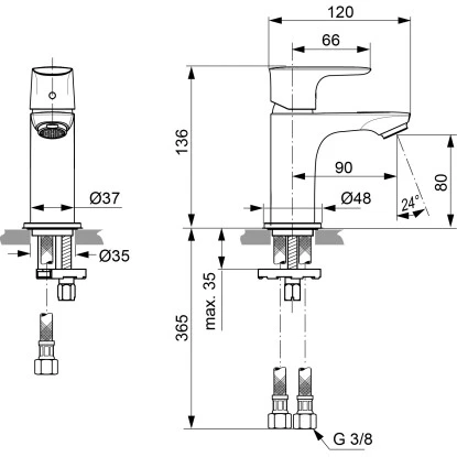 Ideal Standard Waschtischarmatur Connect Air Piccolo O. Ablaufg. Magnetic Grey 6 Ideal Standard Waschtischarmatur Connect Air Piccolo O. Ablaufg. Magnetic Grey – Bild 4