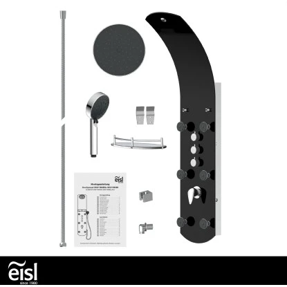 Eisl Duschpaneel Karibik 3 In 1 Mit Regendusche Sechs Massagedüsen Schwarz 7 Eisl Duschpaneel Karibik 3 In 1 Mit Regendusche Sechs Massagedüsen Schwarz – Bild 5