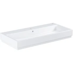 Grohe Aufsatzwaschbecken Cube Keramik 100 Cm Alpinweiß Hahnloch Überl. PureGuard