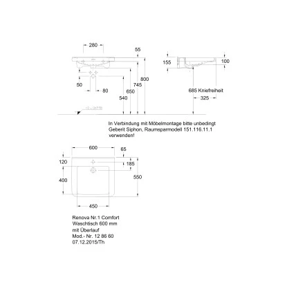 Geberit Renova Waschbecken Comfort Barrierefrei 60 Cm Mit HL Und ÜL KeraTect 6 Geberit Renova Waschbecken Comfort Barrierefrei 60 Cm Mit HL Und ÜL KeraTect – Bild 4