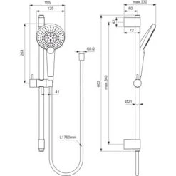 Ideal Standard Kombi. Idealrain Evo Jet 60 Cm + 3-Funktionshandbrause Ø 125 Cm -Badezimmer Zu Hause 876705 3049 4