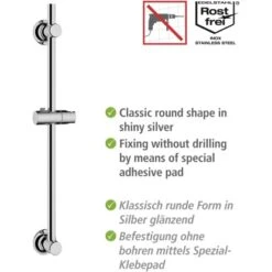 Wenko Duschstange Chrom Befestigen Ohne Bohren -Badezimmer Zu Hause 903353 1068 03