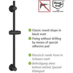 Wenko Duschstange Schwarz Befestigen Ohne Bohren -Badezimmer Zu Hause 903403 1068 03