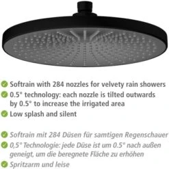 Wenko Regenduschkopf Ultimate Shower Schwarz/Grau Ø 25 Cm -Badezimmer Zu Hause 903630 1068 04