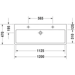 Duravit DU Waschtisch Vero 1200 Mm Mit ÜL, Mit HLB, 2 HL, Weiß -Badezimmer Zu Hause 9356 print masszeichnung 5